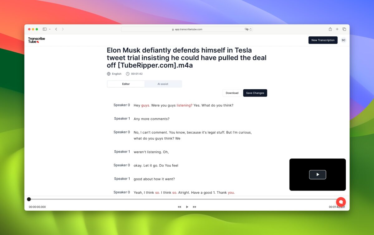 Transcribe Tube