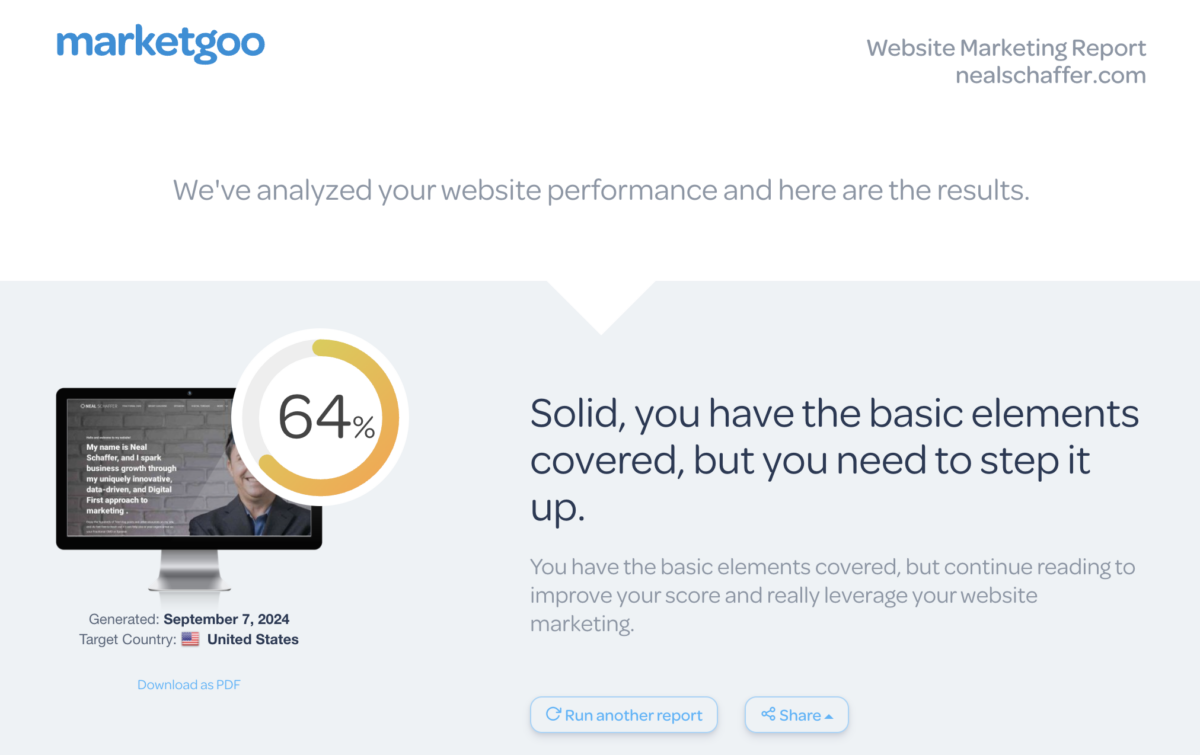 MarketGoo website marketing report
