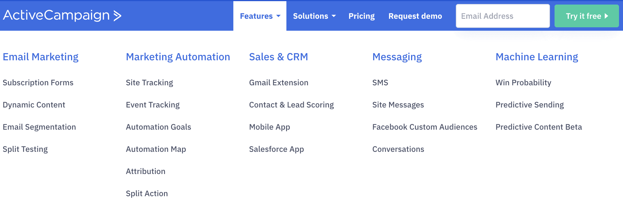 Active Campaign features