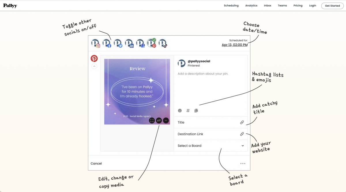 Pally Pinterest support visulalization
