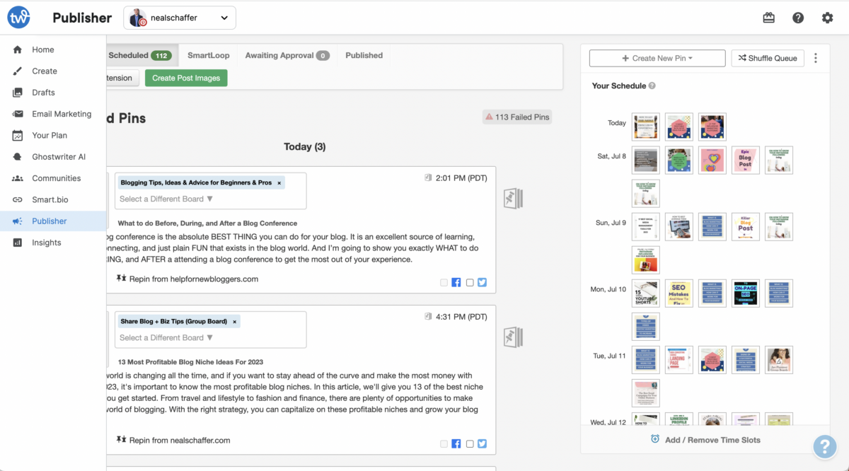 tailwind pinterest management tool