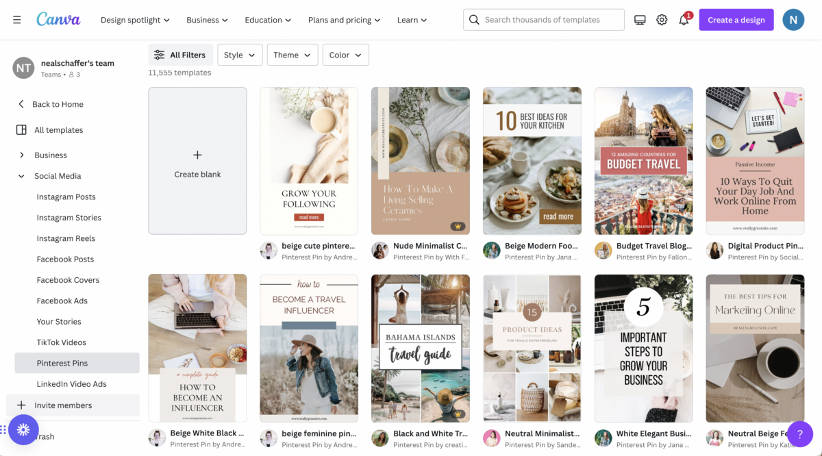 canva pinterest pin templates