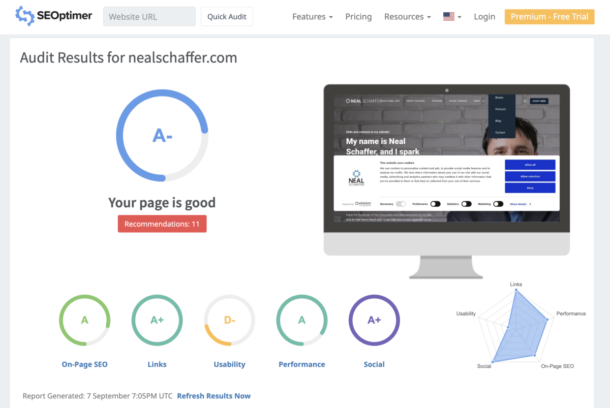 SEOptimer seo audit