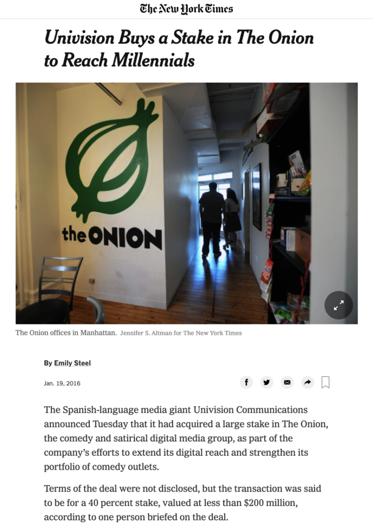 Univision buys the Onion